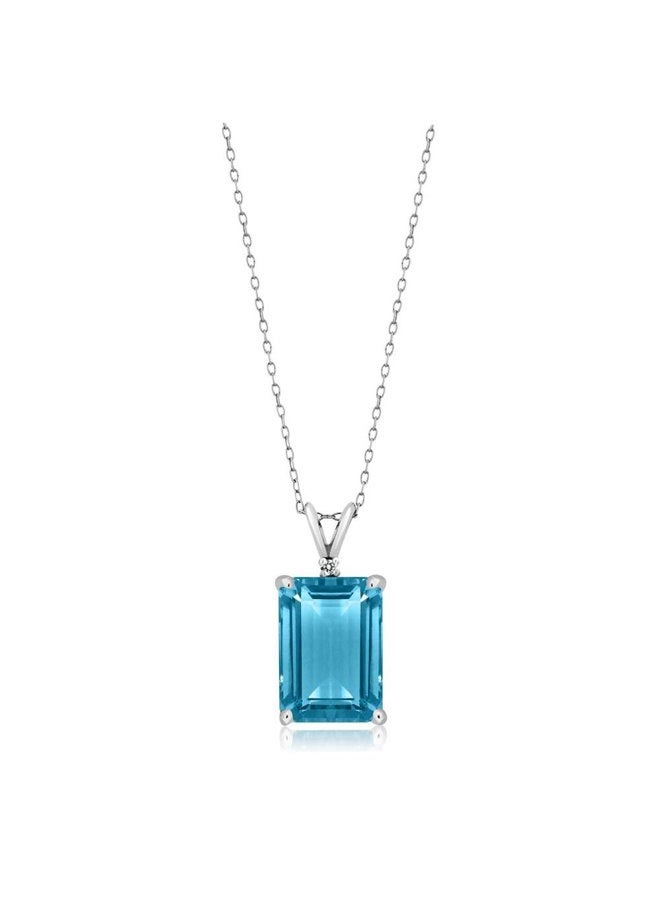 GEM STONE KING 9.72 Ct Genuine Emerald cut Swiss Topaz Gemstone Birthstone 925 Sterling Silver Pendant Necklace With 18 Inch Silver Chain - Image 3