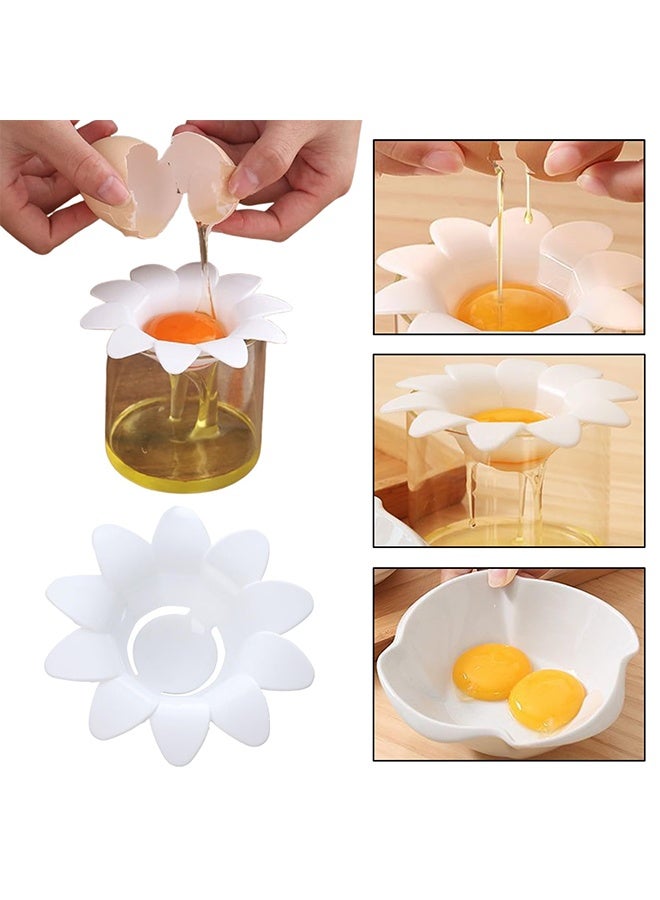 2 Pcs Egg Yolk Separator Exquisite Flower-Shaped Egg Separator Tools with Plastic for Kitchen, White - Image 3