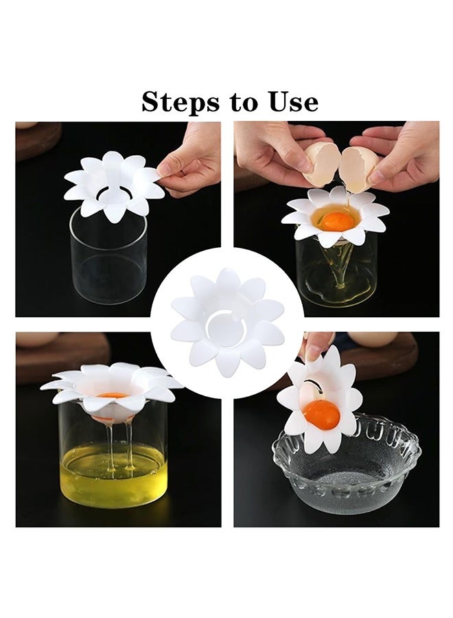 2 Pcs Egg Yolk Separator Exquisite Flower-Shaped Egg Separator Tools with Plastic for Kitchen, White - Image 5