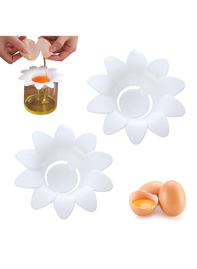 2 Pcs Egg Yolk Separator Exquisite Flower-Shaped Egg Separator Tools with Plastic for Kitchen, White - Image 1