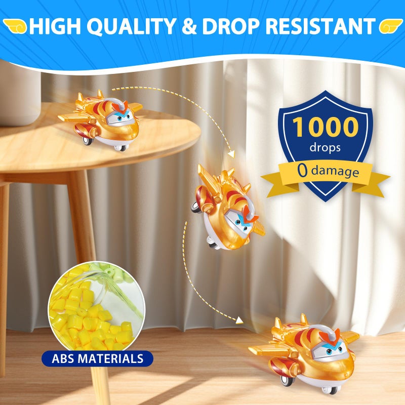 Super Wings 2" Transform-a-Bot 4-Pack, Supercharged Paul, Dizzy, Golden Boy, Mira, Airplane Toys Mini Action Figures, Preschool Toys for 3 4 5 Year Old Kids, Birthday Gifts for Kids - Image 3