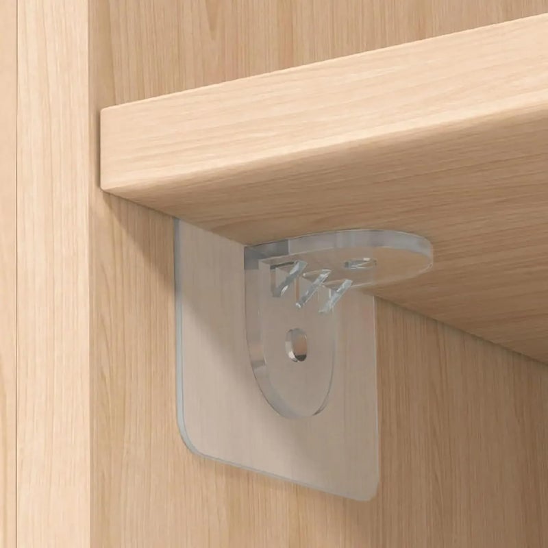 Self Adhesive Shelf Bracket, Clear Plastic Shelf Stickers, Adhesive Shelf Support Pegs Without Drilling, Support Shelves for Cabinets, Kitchen Furniture, Bookshelves, Shelf Holder 6x6cm (20, Clear) - Image 1
