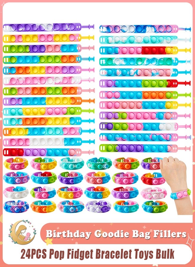 بيبلوسوم مجموعة ألعاب أساور "Pop Fidget" الحسية (24 قطعة) – هدايا حفلات سيليكون للأطفال (4-8 و 8-12 سنة)، جوائز للفصول الدراسية، وحشوات لحقائب الهدايا في أعياد الميلاد - Image 1