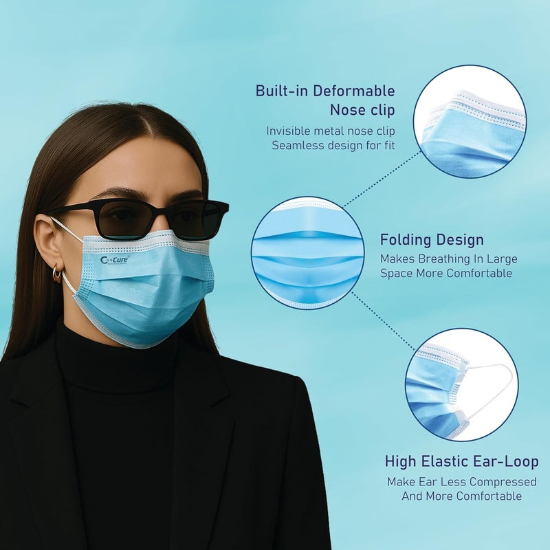 C-Cure 3 Ply Non Woven Face Mask For Men And Women Surgical Face Mask For Pollution Protection - Image 4