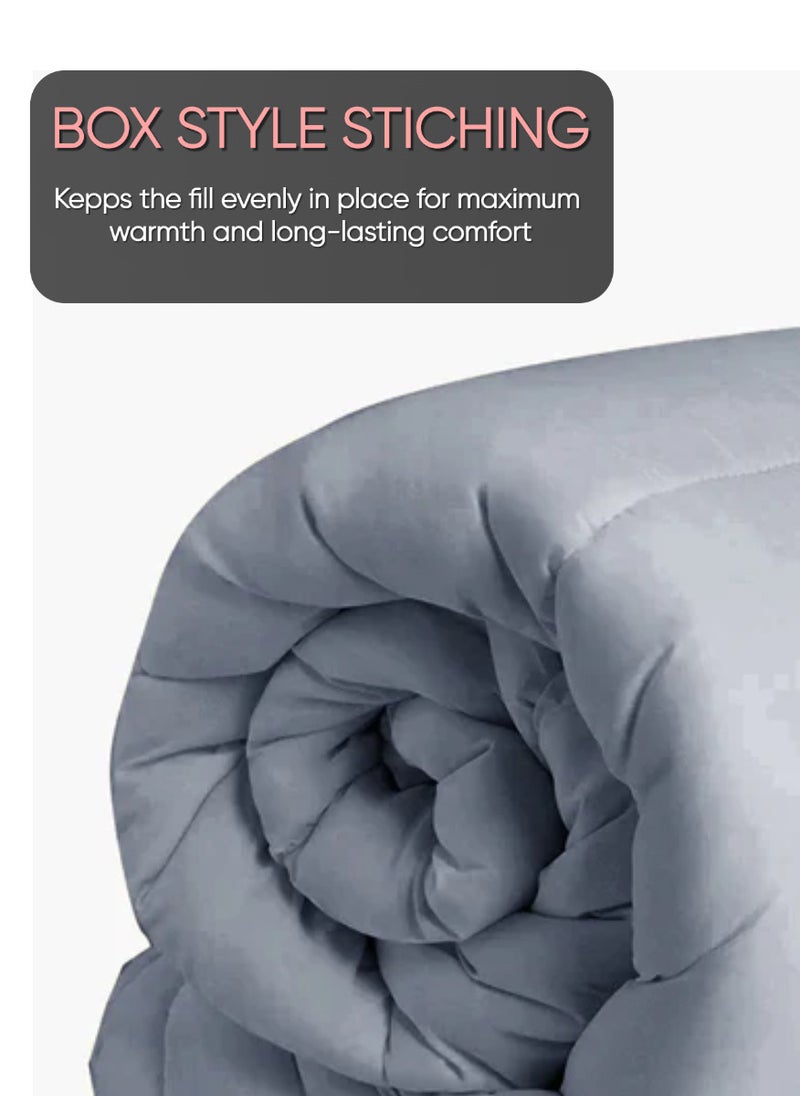 Blueberry Dark Grey Colour Double Size Quilted Down Duvet Insert Cotton 200x220Cm  - Image 4