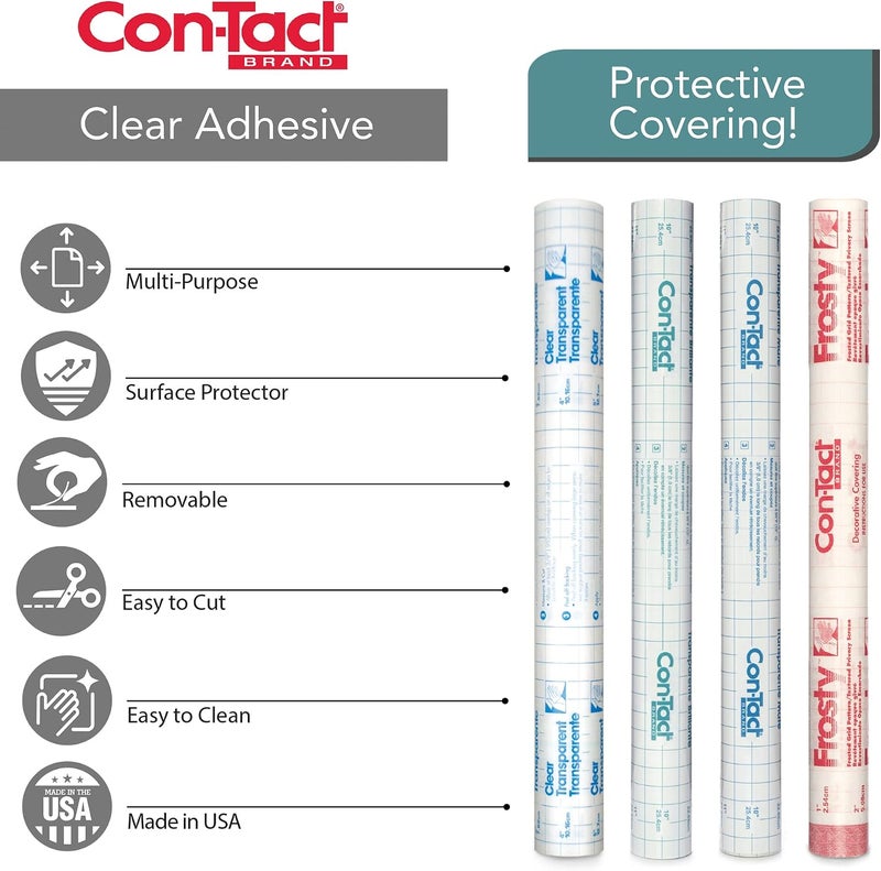Con-Tact Brand Clear Cover Adhesive Covering, Clear, 18" x 16 ft, Glossy - Image 5