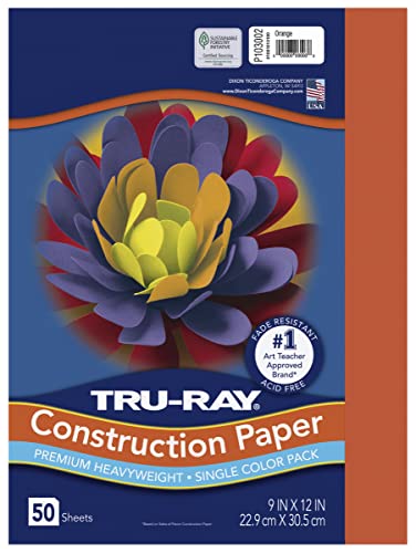 TRU-RAY ورق بناء Tru-Ray من باكون PAC103002، 9 × 12 بوصة، برتقالي، 50 ورقة (103002) - Image 1