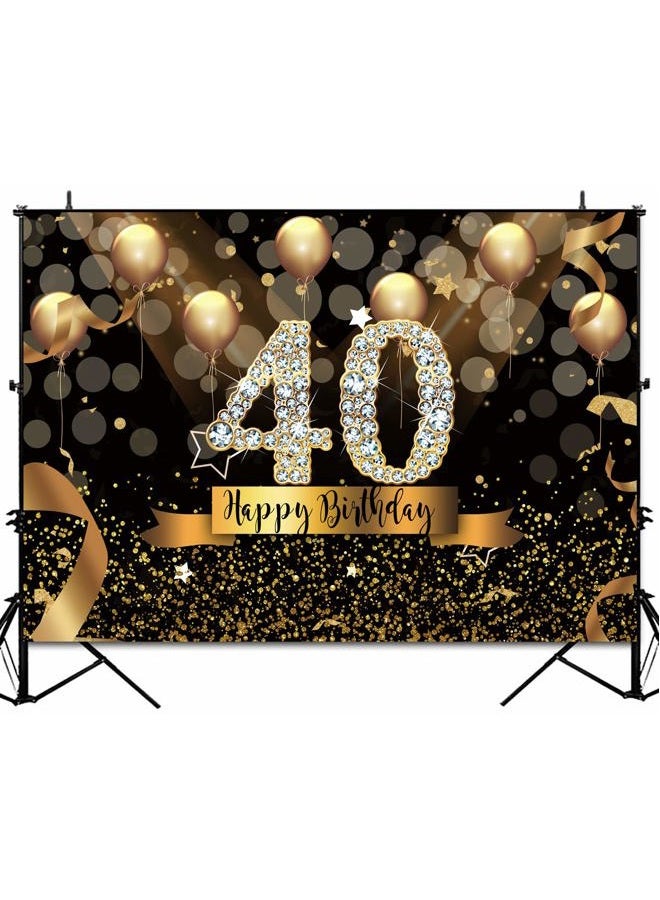 Sensfun 7x5ft Happy 40th Birthday Party Photography Backdrop Glitter Black and Gold Balloons Background for Adult Fabulous 40 Bday Party Decorations Shining Diamond Fifty Years Old Photo Booth Banner - Image 3