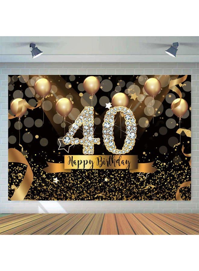 Sensfun 7x5ft Happy 40th Birthday Party Photography Backdrop Glitter Black and Gold Balloons Background for Adult Fabulous 40 Bday Party Decorations Shining Diamond Fifty Years Old Photo Booth Banner - Image 4