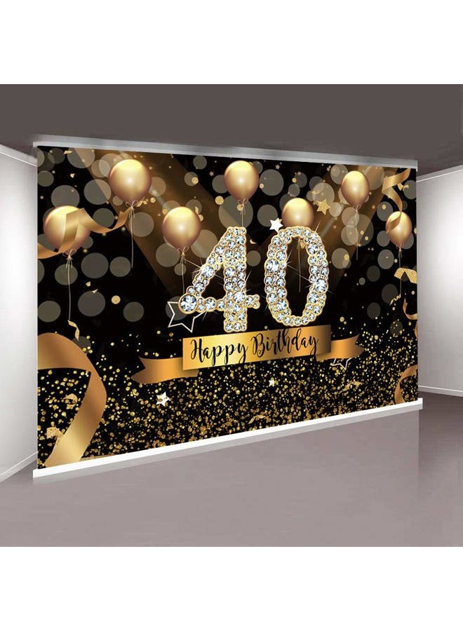 Sensfun 7x5ft Happy 40th Birthday Party Photography Backdrop Glitter Black and Gold Balloons Background for Adult Fabulous 40 Bday Party Decorations Shining Diamond Fifty Years Old Photo Booth Banner - Image 2