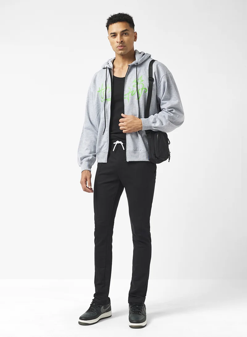 Seventy Five Oversized Graphic Zipped Hoodie