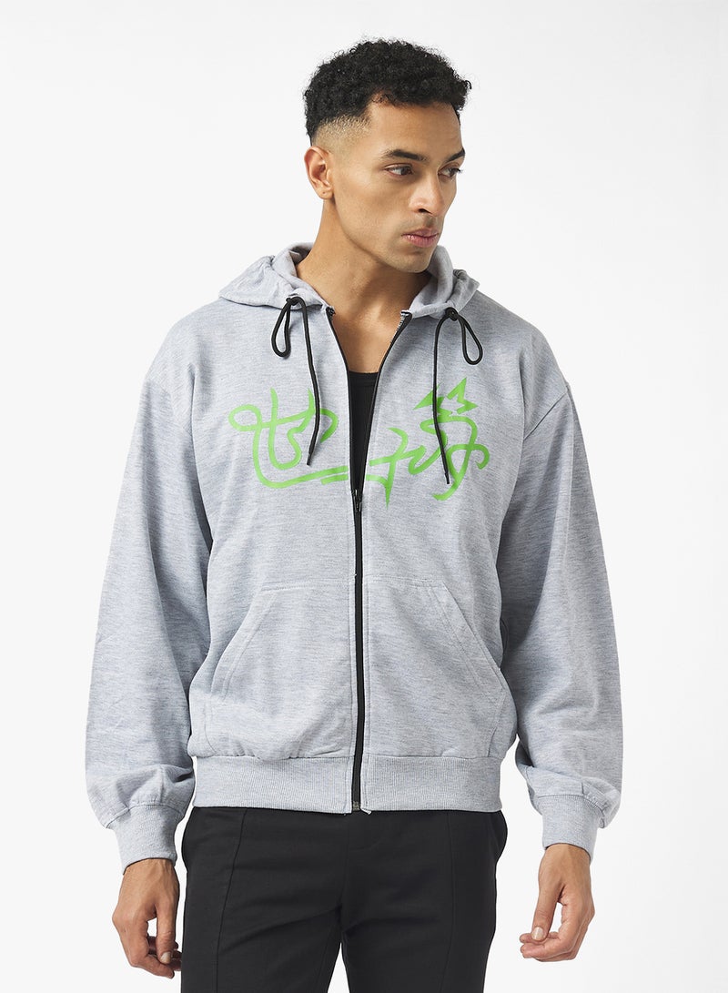 Seventy Five Oversized Graphic Zipped Hoodie - Image 1