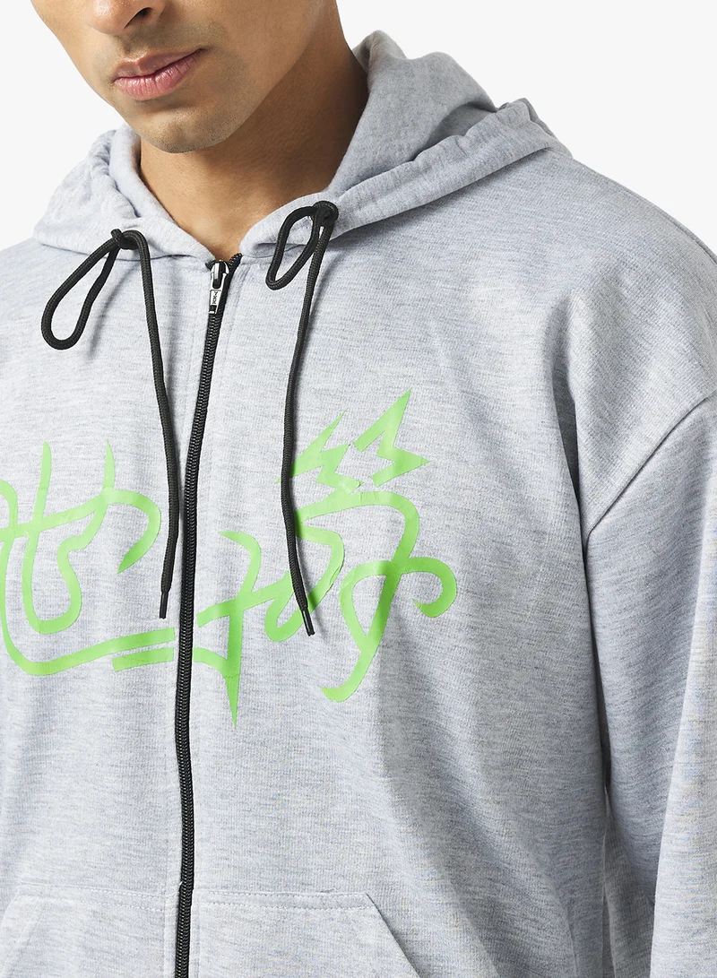 Seventy Five Oversized Graphic Zipped Hoodie