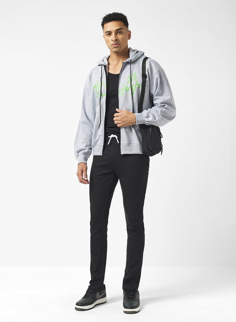 Seventy Five Oversized Graphic Zipped Hoodie - Image 4