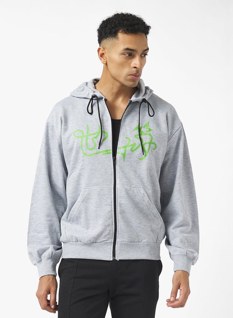 Seventy Five Oversized Graphic Zipped Hoodie - Image 1