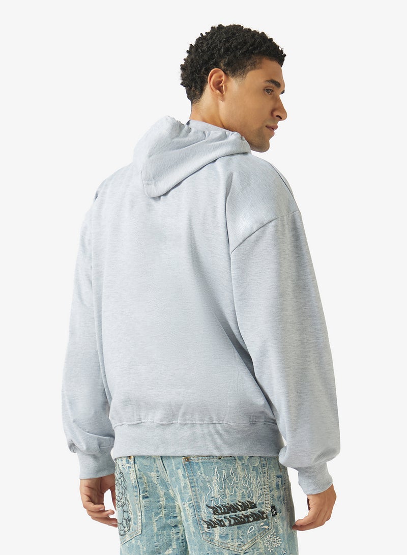 Seventy Five Graphic Zip Through Oversize Hoodie - Image 3