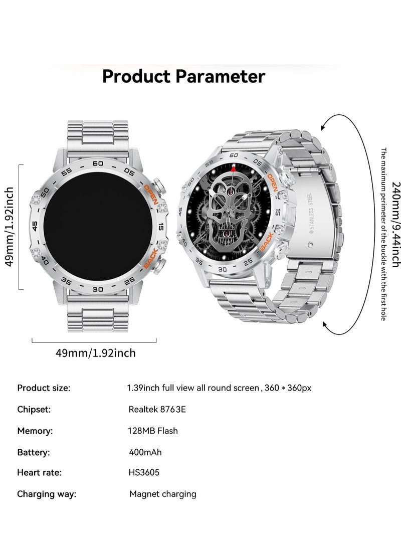 LIGE Smart Watch Men Waterproof AMOLED Screen Bluetooth Call Fitness Sports Smartwatch Health Monitoring Steel Silver  - Image 3