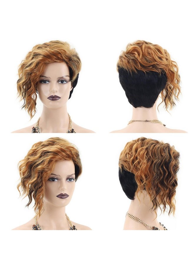 Short Mixed Blonde Curly Wigs With Side Bangs Natural Wavy Pixie Cut Wigs For Black Women African American Synthetic Short Hair Wigs - pzsku/Z59424FB86A502E528EE0Z/45/_/1734182966/dd8b53ae-aa26-4151-ad00-d79407684932