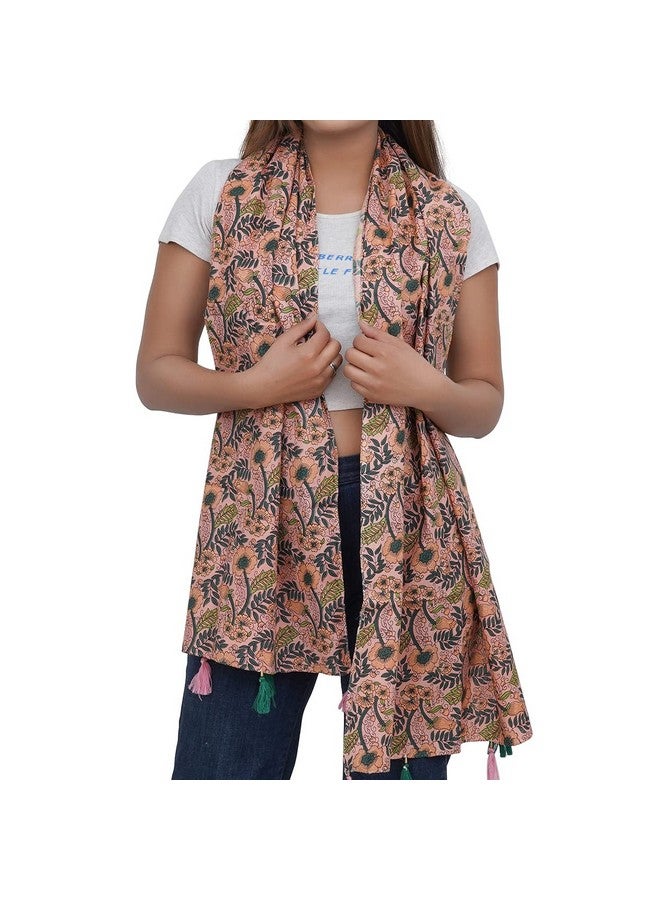 Handicraft Bazarr Women Floral Printed Multicolour Stole Cotton Natural Fabric Scarf Summer and Winter Comfortable Scarf For Girl Women - Image 4