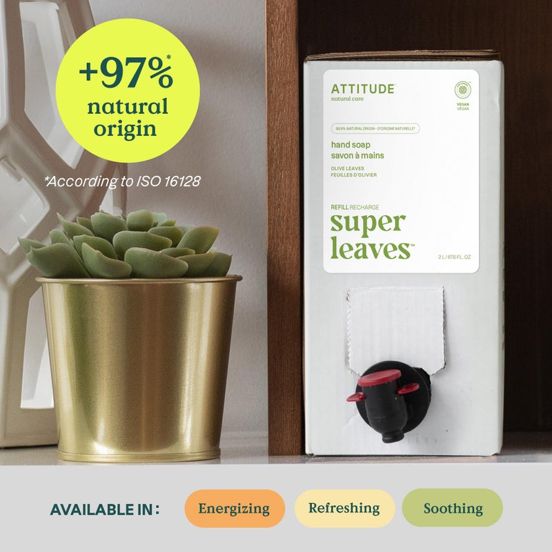 ATTITUDE Liquid Hand Soap, EWG Verified, Plant and Mineral-Based, Vegan Personal Care Products, Olive Leaves, 67.6 Fl Oz - Image 3