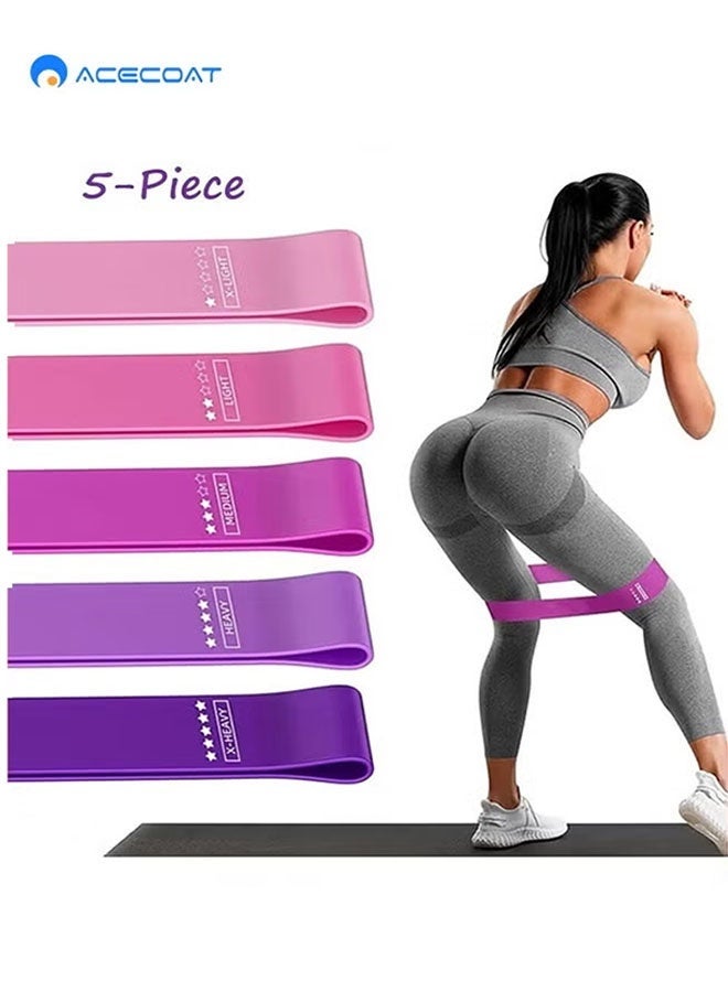 ACECOAT Resistance Bands Set for Men and Women, Pack of 5 Different Resistance Levels Elastic Band for Home Gym Long Exercise Workout ，Great Fitness Equipment for Training, Yoga – Free Carrying Bag - Image 1