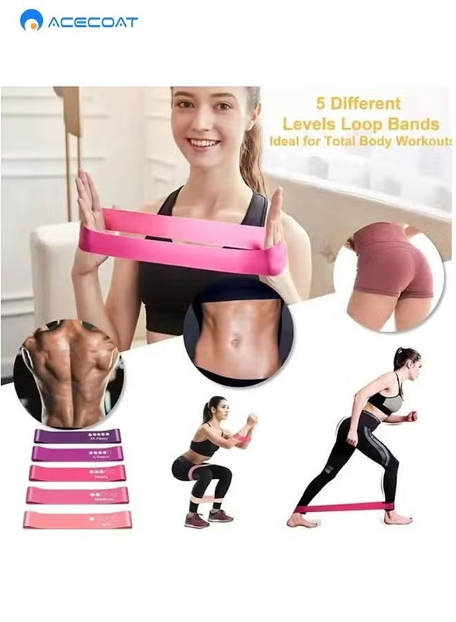 ACECOAT Resistance Bands Set for Men and Women, Pack of 5 Different Resistance Levels Elastic Band for Home Gym Long Exercise Workout ，Great Fitness Equipment for Training, Yoga – Free Carrying Bag - Image 3