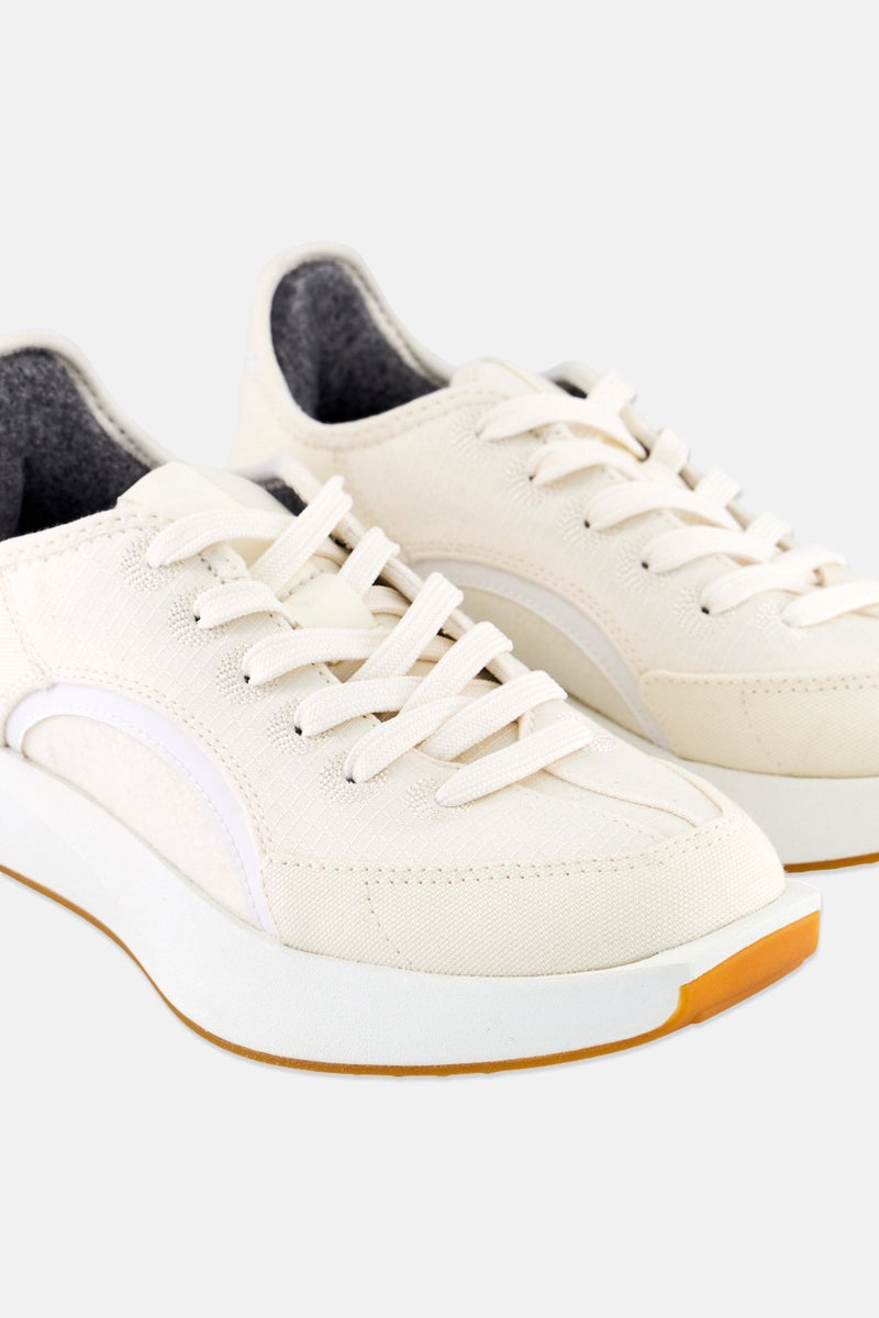 Allbirds Women Wide Lace Up Sneaker, Beige - Image 3