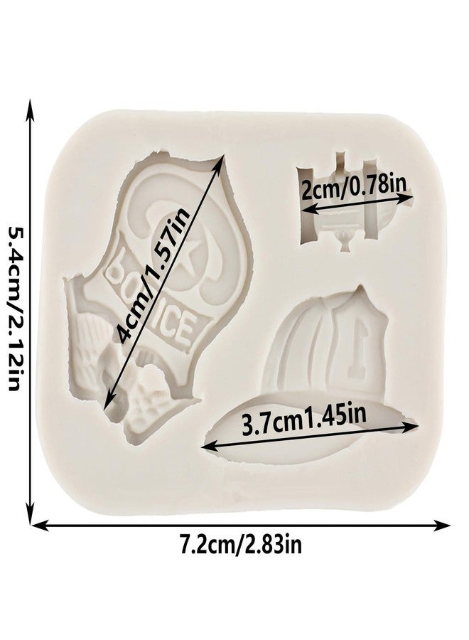 QDMOLDS قالب سيليكون QDMOLDS على شكل قبعة وشارة رجل إطفاء وشرطي، وصنبور إطفاء، وقوالب فوندان لتزيين الكيك، وشوكولاتة، وكب كيك، وحلوى، وطين بوليمر، ومعجون صمغ. - Image 2