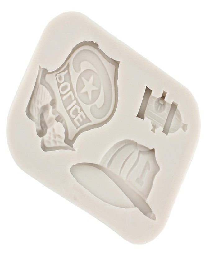 QDMOLDS قالب سيليكون QDMOLDS على شكل قبعة وشارة رجل إطفاء وشرطي، وصنبور إطفاء، وقوالب فوندان لتزيين الكيك، وشوكولاتة، وكب كيك، وحلوى، وطين بوليمر، ومعجون صمغ. - Image 4