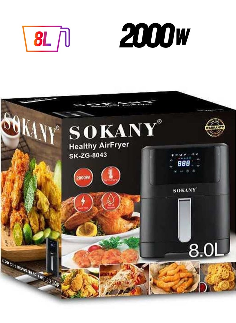 sokany Sokany, Digital Air Fryer 8 L Black 2000 Watt Sk-Zg  - Image 1