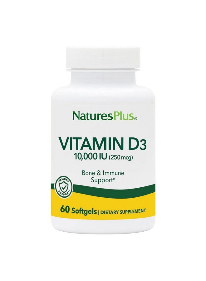 Natures Plus NaturesPlus Vitamin D3 (Cholecalciferol) - 10,000 iu, 60 Softgels - Maximum Potency for Healthy Bones & Teeth - Heart Health & Immune System Support - Total Body Health - Gluten-Free - 60 Servings - Image 1