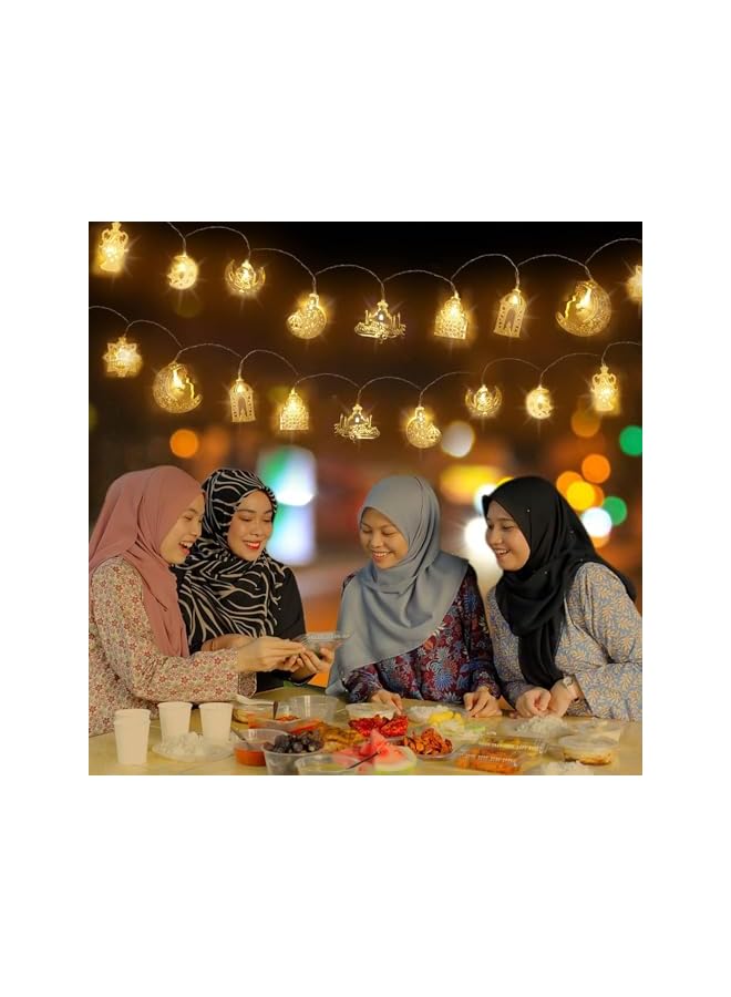 The Bros عيد مبارك إضاءة سلسلة LED، 5.4 قدم 10 مصابيح رمضان للزينة، أضواء سلسلة نجوم جنية بنغمة دافئة لعيد مبارك، المنزل، الزفاف، الحديقة - Image 2