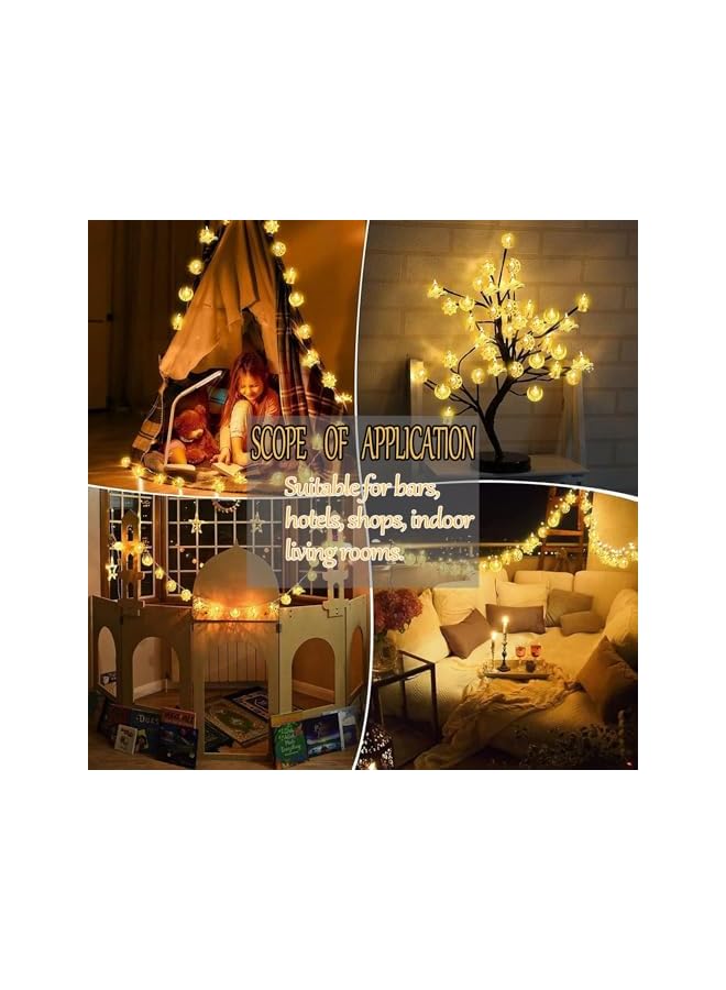 The Bros عيد مبارك إضاءة سلسلة LED، 5.4 قدم 10 مصابيح رمضان للزينة، أضواء سلسلة نجوم جنية بنغمة دافئة لعيد مبارك، المنزل، الزفاف، الحديقة - Image 3