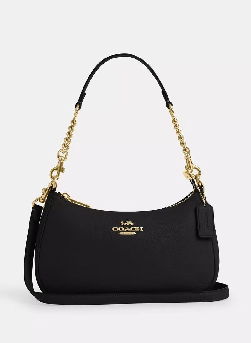 coachoutlet Teri Women's Shoulder Bag In Signature Canvas, Women's Hand Bag, Women's Hobo Bag, Women's Tote Bag, Women's Travel Bag, Black 24cm - Image 1