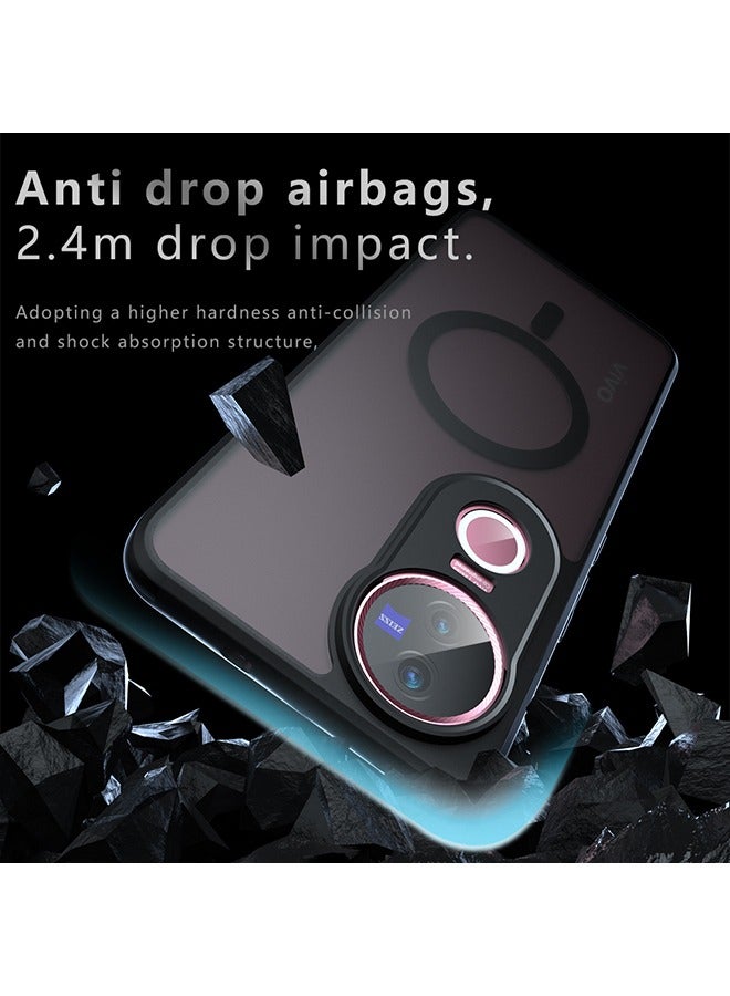 Magnetic Case for Vivo V50 5G, Frosted Translucent Back Protective Slim Phone Cover, Anti-Fingerprints, Anti-Fall Drop Protection, Shockproof Case for Vivo V50 5G (Black) - Image 2