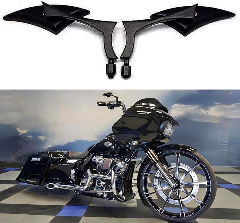 DREAMIZER Black Motorcycle Universal Blade Rear View Side Mirrors for Harley and Other Bikes - Image 1