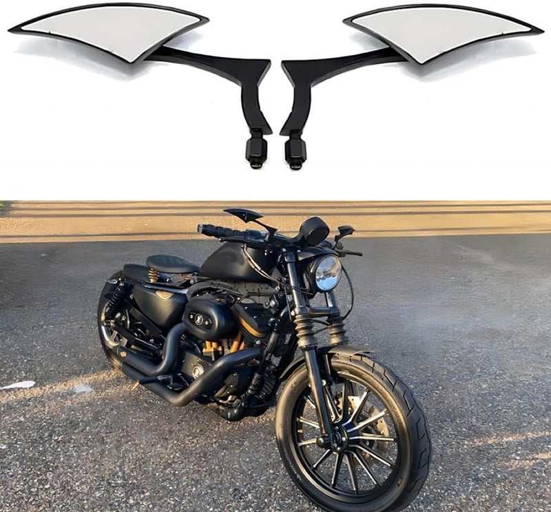 DREAMIZER Black Motorcycle Universal Blade Rear View Side Mirrors for Harley and Other Bikes - Image 2