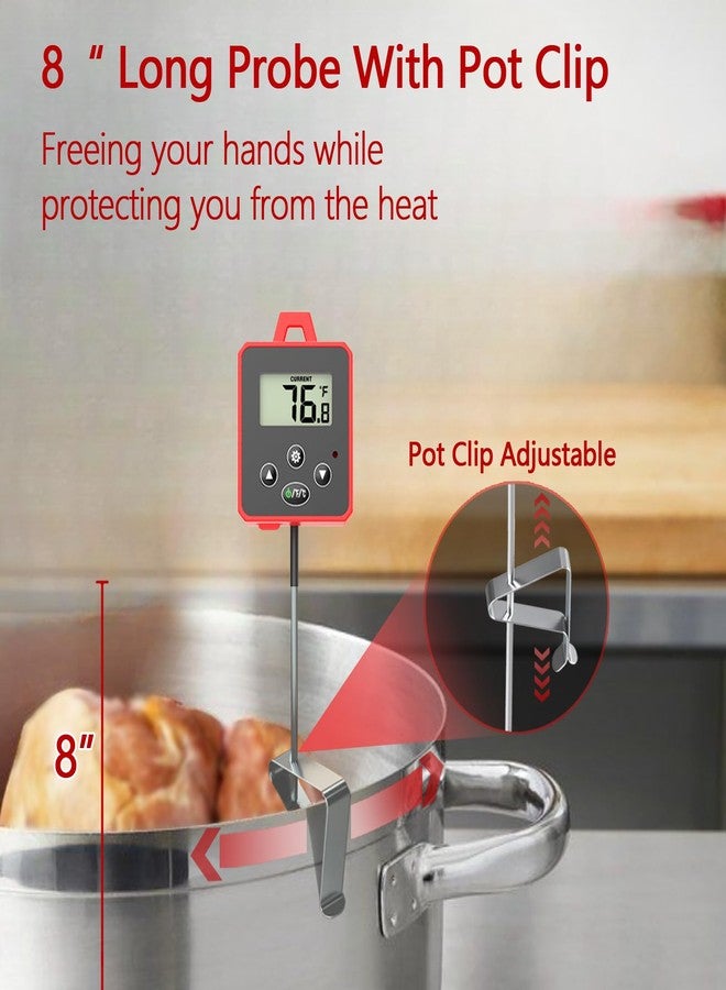 Timloon Digital Candy Thermometer with Pot Clip, Backlight LCD, 8" Long Probe, Temperature Alarm, ℃/℉ Switch, Instant Read Kitchen Thermometer for Cooking, Baking, and Candy Making - Image 2