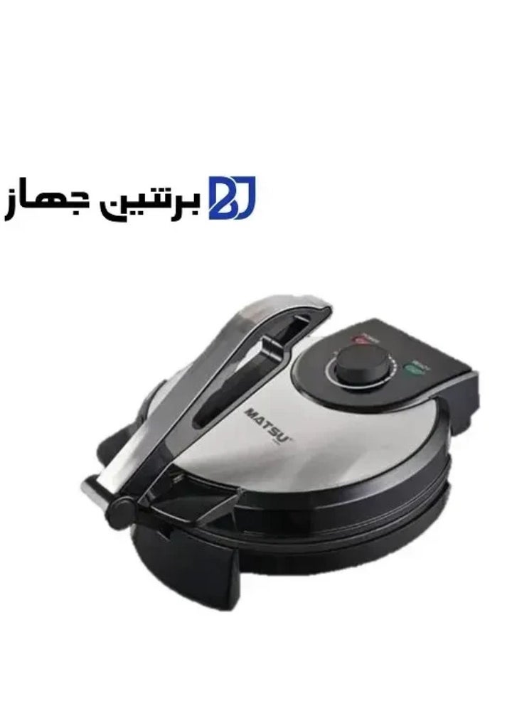 Generic MATSU 10-Inch Electric Roti Maker – 1200W Powerful Non-Stick Chapati Press with Premium Stainless Steel Body, Adjustable Temperature Control, Dual Indicator Lights for Power & Ready Status, Safety Lock, Easy Cleaning, and Instruction Manual – 220-240V Home Kitchen Appliance Perfect for UAE Kitchens  - Image 3