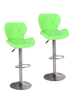 Generic 2 PCS Bar Stools Bar Chairs PU Leather Adjustable Swivel Chair with Back and Footrest Coffee Chair for Home Kitchen（Green）  - Image 1