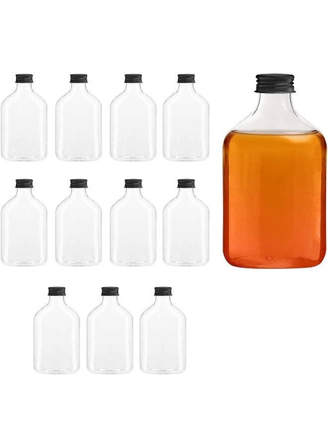 FUFU 12pcs empty juice bottle glass milk beverage bottle coffee bottle Kombucha bottle party drink shop coffee shop (200ML, black lid) - Image 1