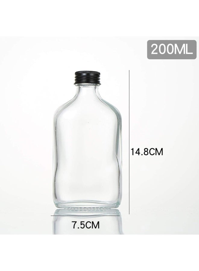 FUFU 12pcs empty juice bottle glass milk beverage bottle coffee bottle Kombucha bottle party drink shop coffee shop (200ML, black lid) - Image 2