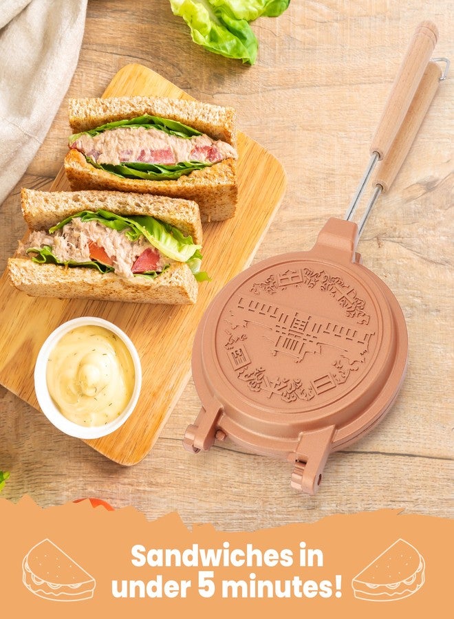 Jectse Hot Sandwich Maker, Waffle Maker Hot Dog Toaster Double Sided Sandwich Baking Pan with Long Handle, Grilled Cheese Maker Nonstick Sandwich Maker Flip Grill Pan for Breakfast - Image 2