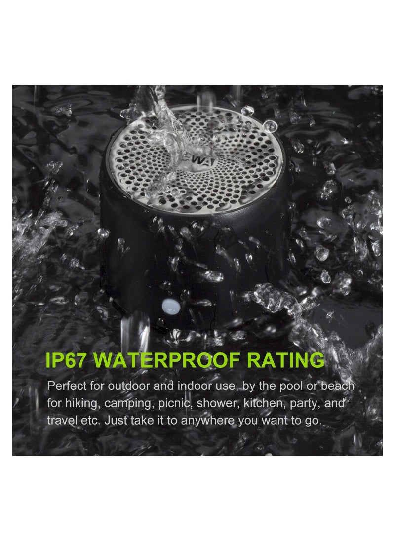 A106 Pro Portable Bluetooth Speaker with Custom Bass Radiator, Brief Design, IP67 Waterproof, Perfect Mini Speaker for Shower, Room, Bike, Car Black