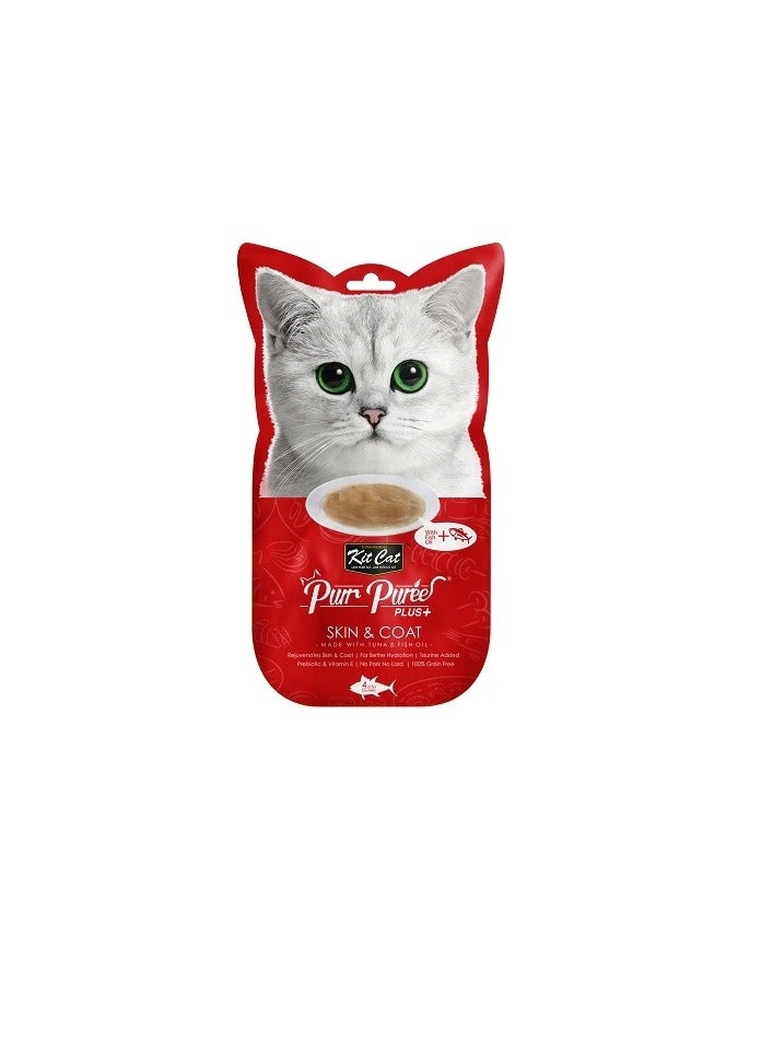 Kit Cat Purr Puree Plus Skin & Coat Tuna Cat Treats - Image 3