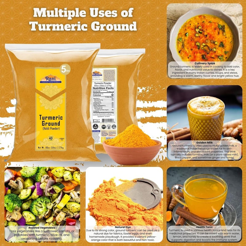 Rani Brand Ground Turmeric (Haldi Powder) - 5 lbs - Image 3