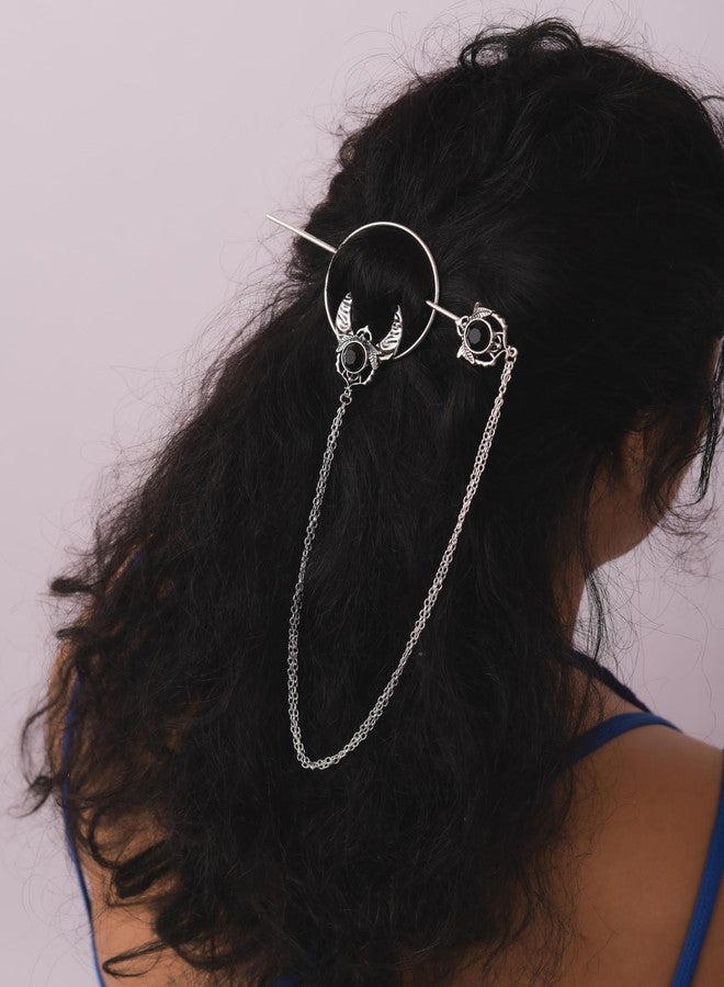 HAQUIL Vintage Viking Crescent Moon Hairpin, Gothic Punk Hair Fancy Hairpin Accessories Headwear Styling Jewelry, Gifts for Women - Image 2