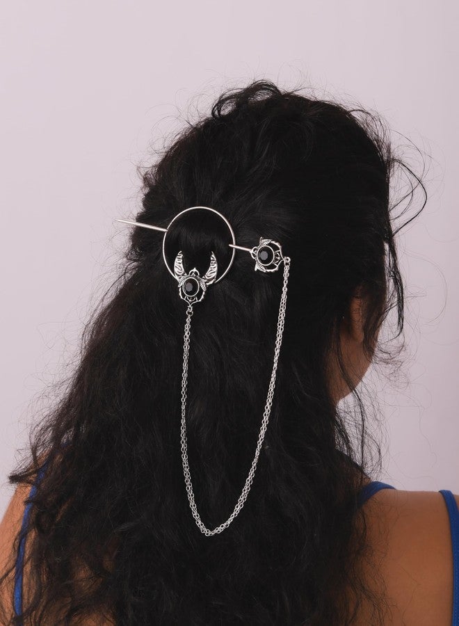 HAQUIL Vintage Viking Crescent Moon Hairpin, Gothic Punk Hair Fancy Hairpin Accessories Headwear Styling Jewelry, Gifts for Women - Image 3