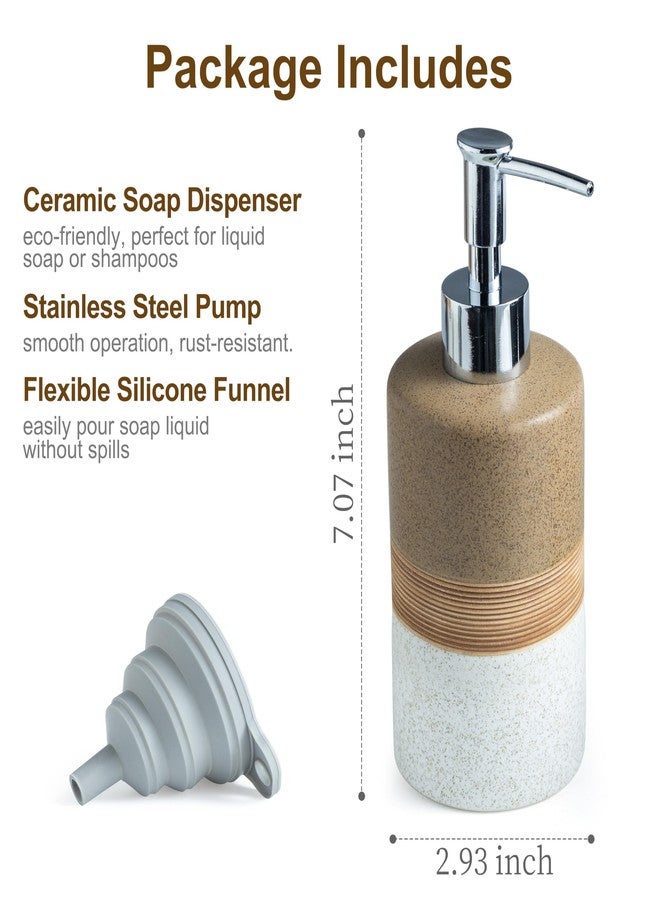 Cormomu Ceramic Soap Dispenser Set for Hand Soap, Shampoo, Dish Soap, Conditioner, Includes Stainless Steel Pump and Silicone Funnel, 12 Oz, Modern Kitchen Decor - Image 5