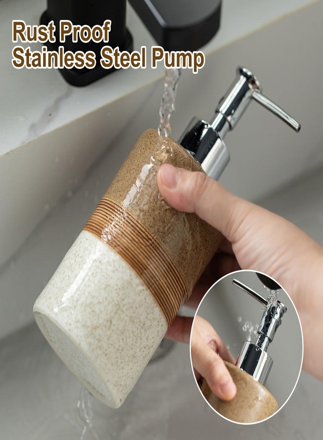 Cormomu Ceramic Soap Dispenser Set for Hand Soap, Shampoo, Dish Soap, Conditioner, Includes Stainless Steel Pump and Silicone Funnel, 12 Oz, Modern Kitchen Decor - Image 4